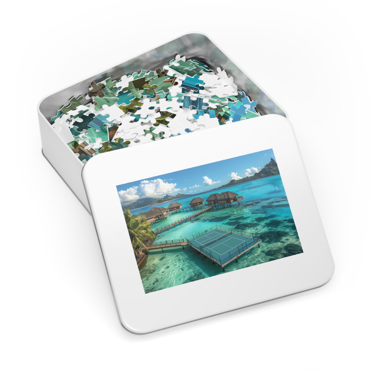 Bora Bora Pickleball Jigsaw Puzzle with Tin