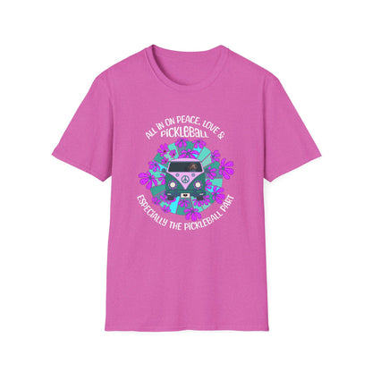 All In On Peace Love and Pickleball | Funny Pickleball T-Shirt