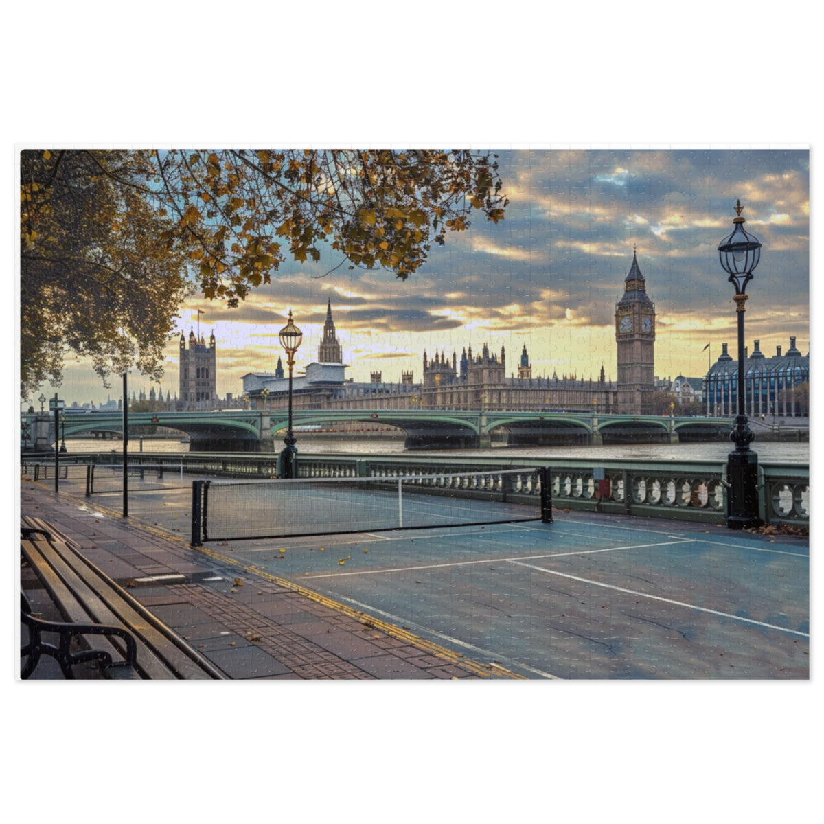 London England Pickleball Paradise Puzzle — 1000-Piece Jigsaw (30" x 20") with Tin