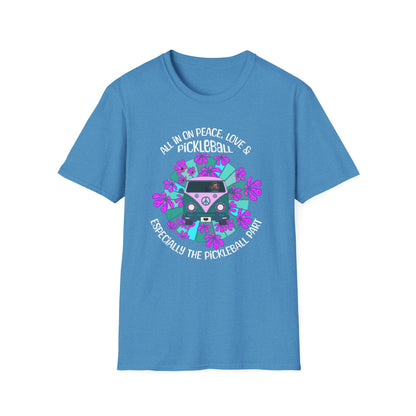 All In On Peace Love and Pickleball | Funny Pickleball T-Shirt
