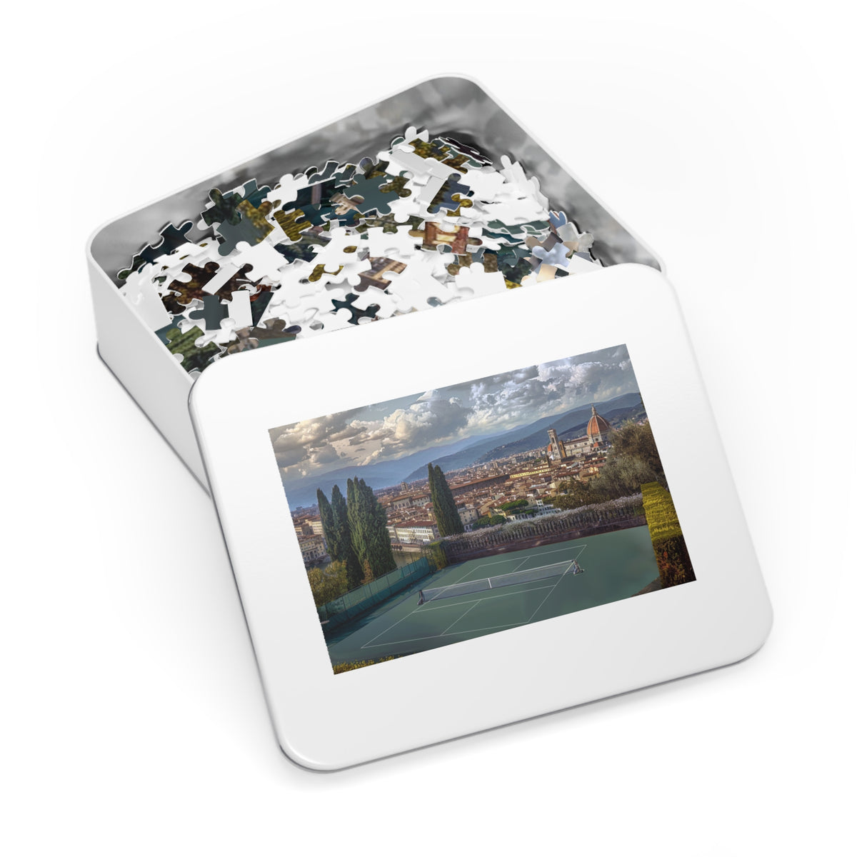 Florence Italy Pickleball Paradise Puzzle — 1000-Piece Jigsaw (30" x 20") with Tin