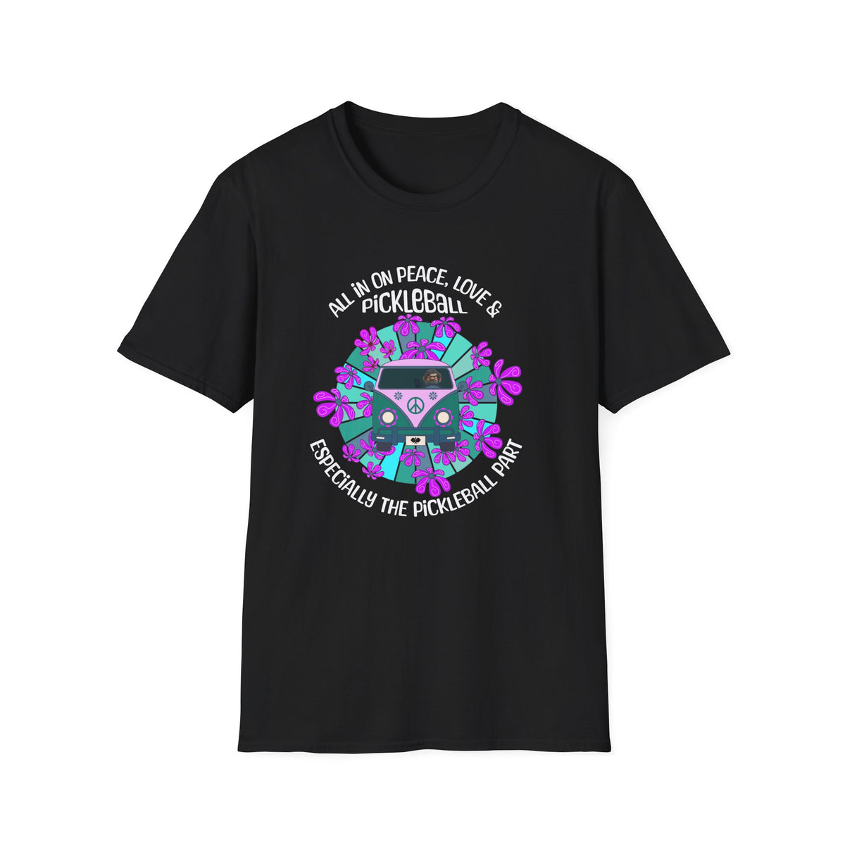 All In On Peace Love and Pickleball | Funny Pickleball T-Shirt
