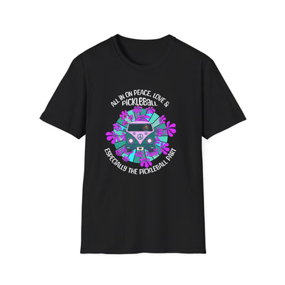 All In On Peace Love and Pickleball | Funny Pickleball T-Shirt