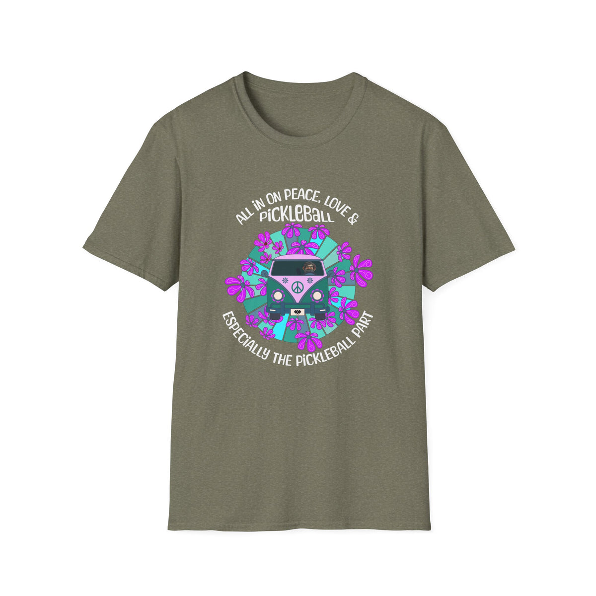 All In On Peace Love and Pickleball | Funny Pickleball T-Shirt