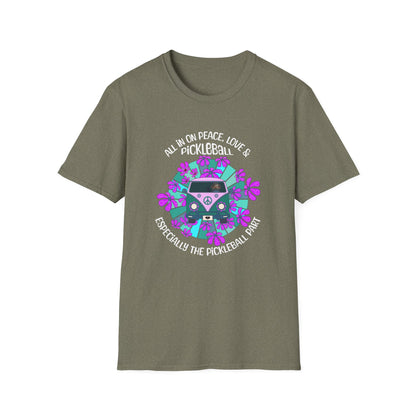 All In On Peace Love and Pickleball | Funny Pickleball T-Shirt