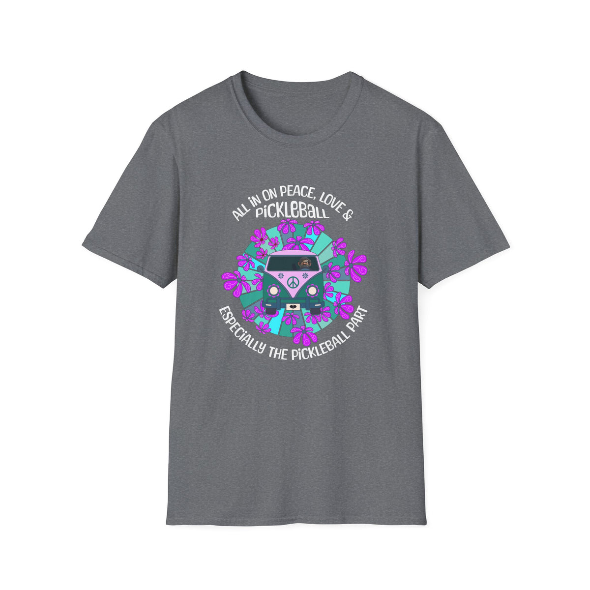 All In On Peace Love and Pickleball | Funny Pickleball T-Shirt