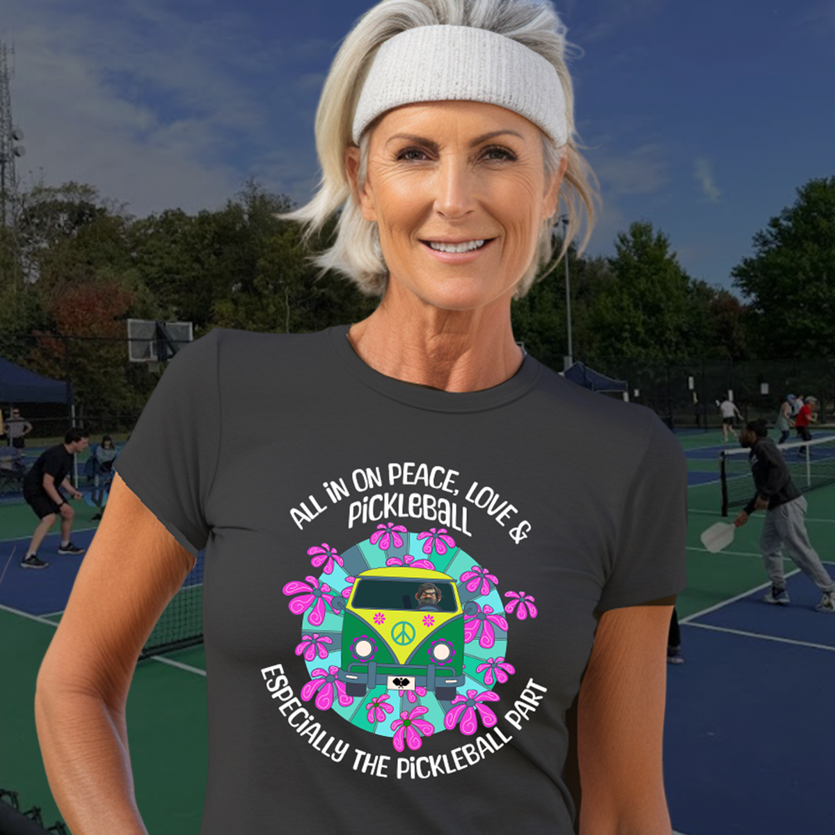 All In On Peace Love and Pickleball | Funny Pickleball T-Shirt